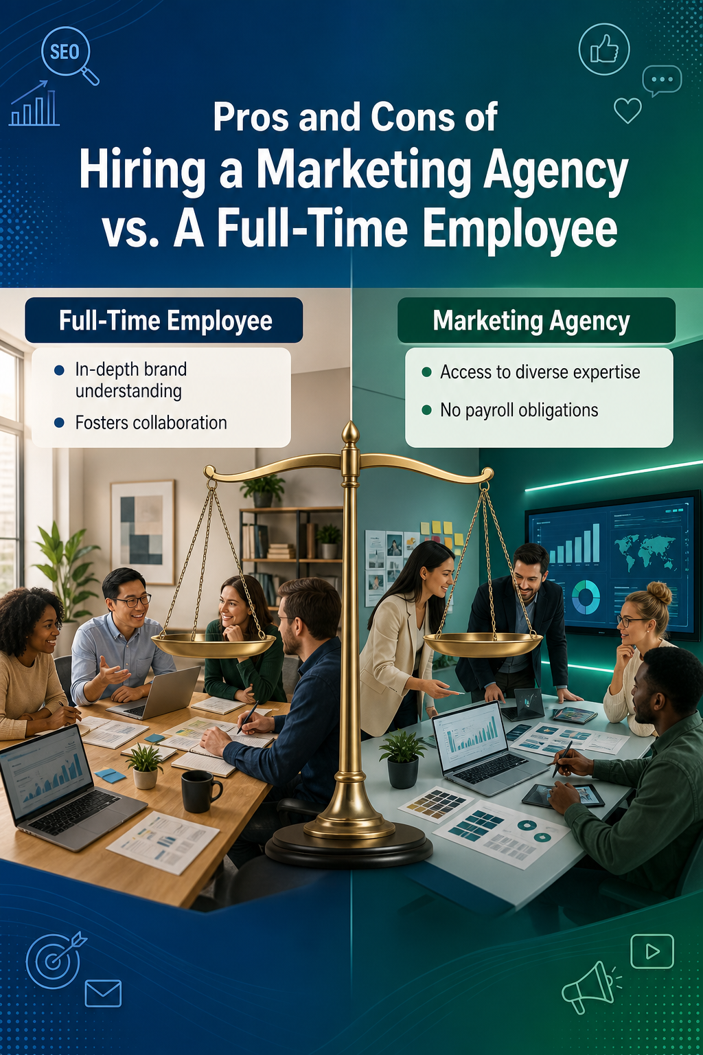 Pros and Cons of Hiring a Marketing Agency vs. A Full-Time Employee